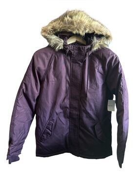 Old Navy Women’s Size Small NWT Purple Winter Parka Jacket with Faux Fur Hood